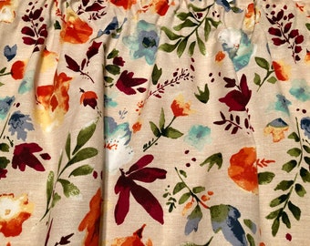 Floral Leaf Valance: Rustic Earth Tone Fabric, 40&quot;W x 14&quot;L