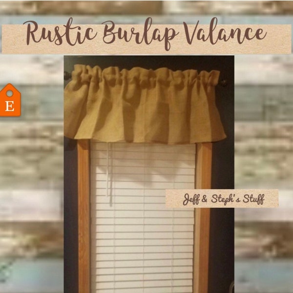 Idaho Potato Bag Valance Primitive Curtain Burlap Decor 52"Wx15"L Khaki Tan Rustic Burlap Window Curtain FREE SHIPPING Great Gift Idea