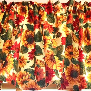 Autumn Sunflower Kitchen Valance: Harvest Gold Floral Window Decor (43&quot;W x 14&quot;L)