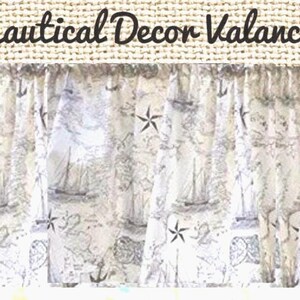 Nautical Map Valance: Vintage Map decor with Navy Etching (43"W x 14”L) imagem 1