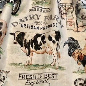 Farmhouse Lover Curtains: Pigs, Cows, Chickens, Tractor Print with Tiebacks bild 3