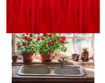 Red Cotton Window Valance: 43"W x 14/15"L