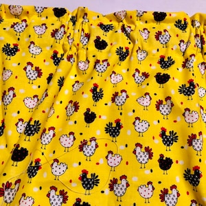Yellow Kitchen Farmhouse Valance Country Chicken Hen Rooster Window Curtain Valance 43&quot;W x 15&quot;L