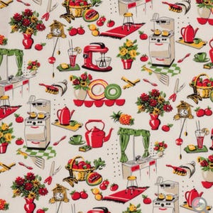 Retro Fifties Cotton Table Runner: Vintage Kitchen Decor (12&quot;W x40&quot;L)