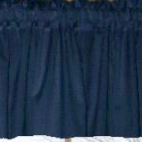 Navy Blue, Window, Curtain Valance, Valances, home, made, Cotton, fabric  52" W x 15" L