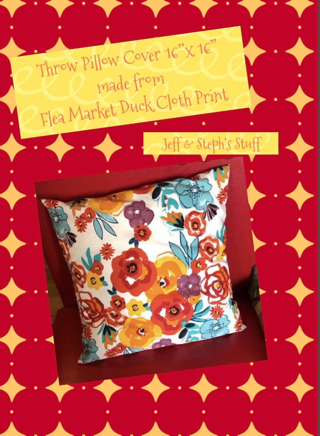 Flea Market, Throw Pillow Slip Cover, Free Shipping, 16 X 16 this is