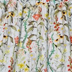 Farmhouse Wildflower Valance  Wildflowers Decor Country Style Cotton,40”Wx14&quot;L, Order Curtains to Match. Gift idea, Free Ship on .