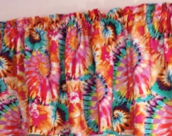 Retro Tie Dye Curtain Panels: Hippie Window Set