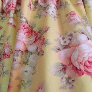 Romantic Roses Set of 2  Curtain Panels with Yellow Shabby Chic Curtains 2 Tiebacks 42"W x 24"L or 36"L or 45" or 54" or 63" or 72" or 84" L