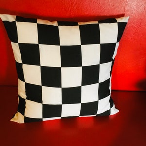 Throw Pillow Cover Cotton Nascar Checkered Flag Black & White Fabric We Only Have 1 Checks Now image 5