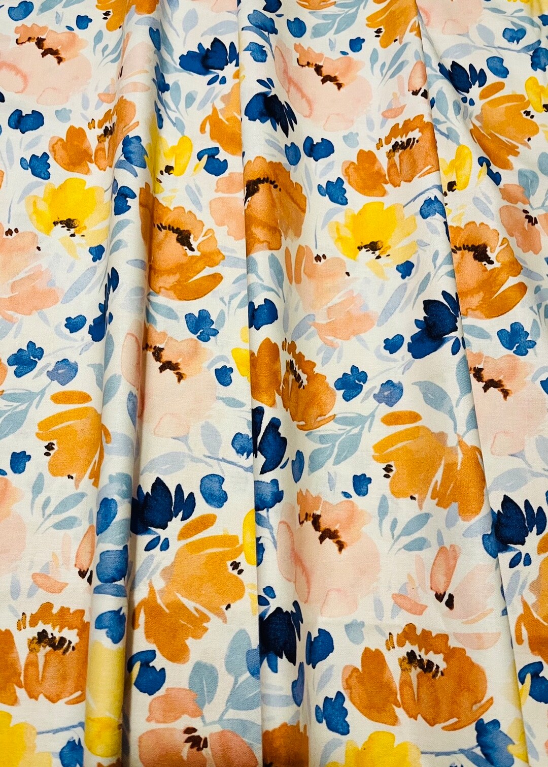 Coral Navy Floral Valance, Farmhouse Style, Floral Decor, Cotton Fabric, Gift Idea, 40wx14l