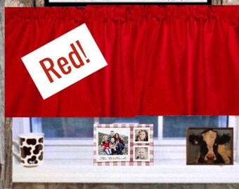 Cardinal Red Kitchen Valance: Festive Holiday Cotton Curtain (52" W x 15" L)