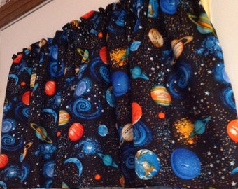 Boys Room Valance Ideas, OUTER SPACE, PLANETS Window Curtain Valance, 42"W x 14"L, Solar System, Astronomy, Gift Idea, Free Shipping