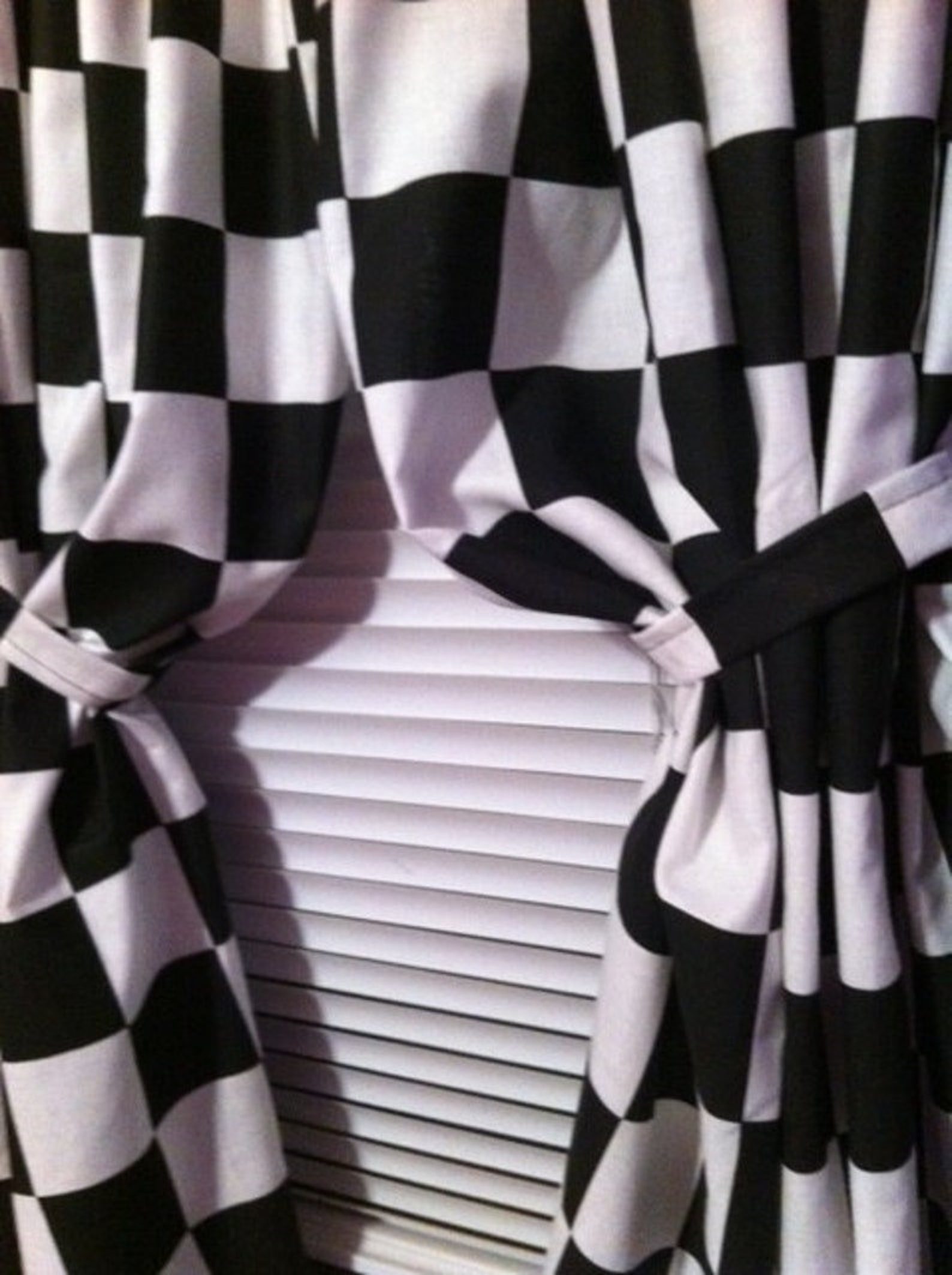Curtain Panels Nascar Checkered Flag Curtains With Tiebacks Etsy