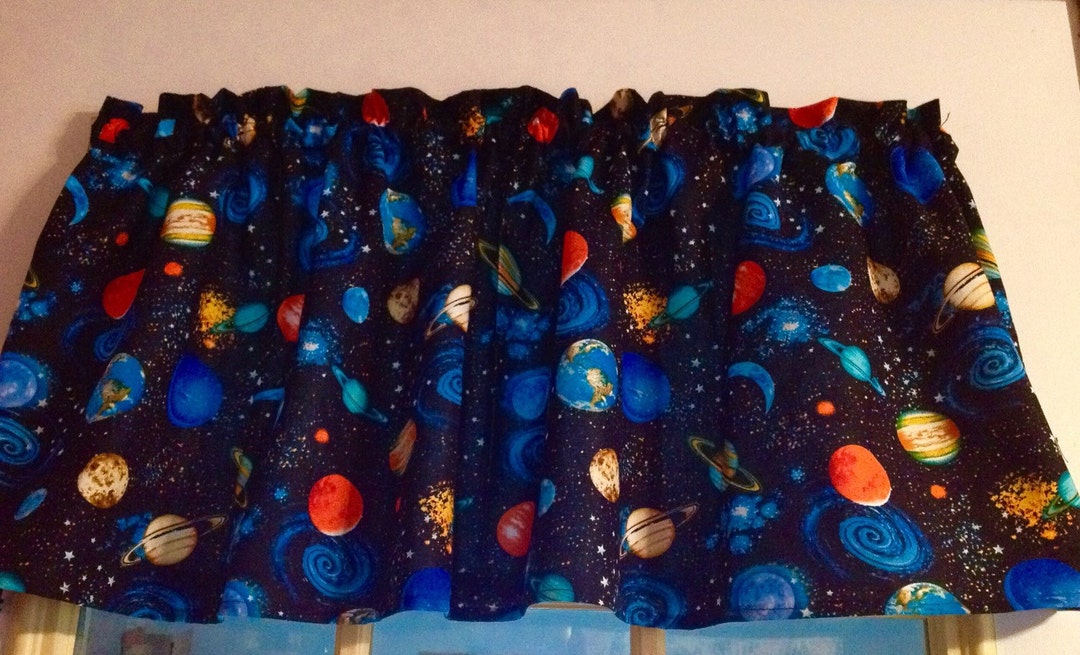 OUTER SPACE, PLANETS, Window Curtain Valance, 43 W X 14/15l, One Fits a ...