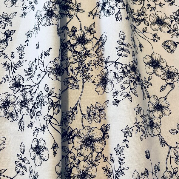 Black and White Floral Valance Etsy