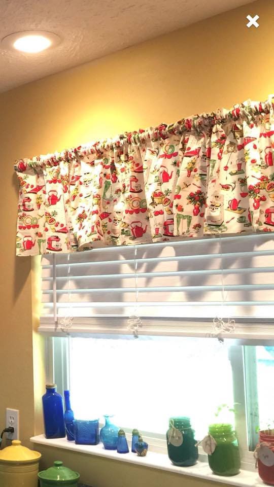 Farmhouse Vintage Kitchen Valance Red Retro Kitchen | Etsy