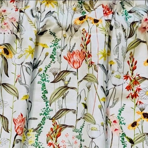 Wild Flowers Curtains  Floral 2 Panels Country Farmhouse with 2 Tiebacks Each Panel is 43&quot;W Garden Lover Gift Nature Inspired Free Ship