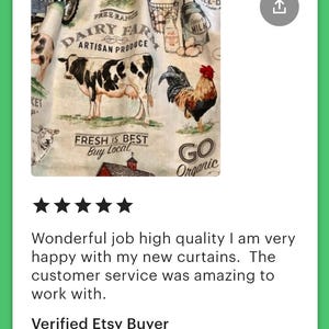 Farmhouse Lover Curtains: Pigs, Cows, Chickens, Tractor Print with Tiebacks bild 6