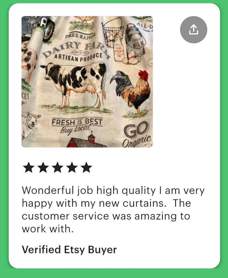 Farmhouse Lover Curtains: Pigs, Cows, Chickens, Tractor Print with Tiebacks bild 6
