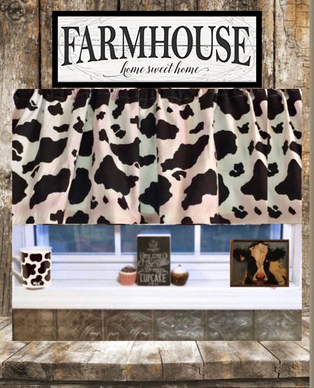 Black and White Cowhide Window Panels