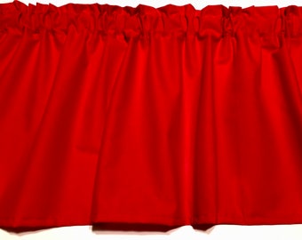 Classic Lipstick Red Cotton Window Valance: Handmade Holiday Decor (43" x 14")