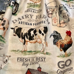 Farmhouse Kitchen Valance: Country Rooster Decor, 42&quot; W x 14&quot; L