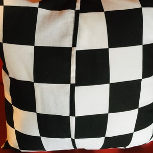Throw Pillow Cover Cotton Nascar Checkered Flag Black & White Fabric We Only Have 1 Checks Now image 3