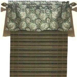 Paisley Window Valance: Brown, Teal, Turquoise, and Gold Etching