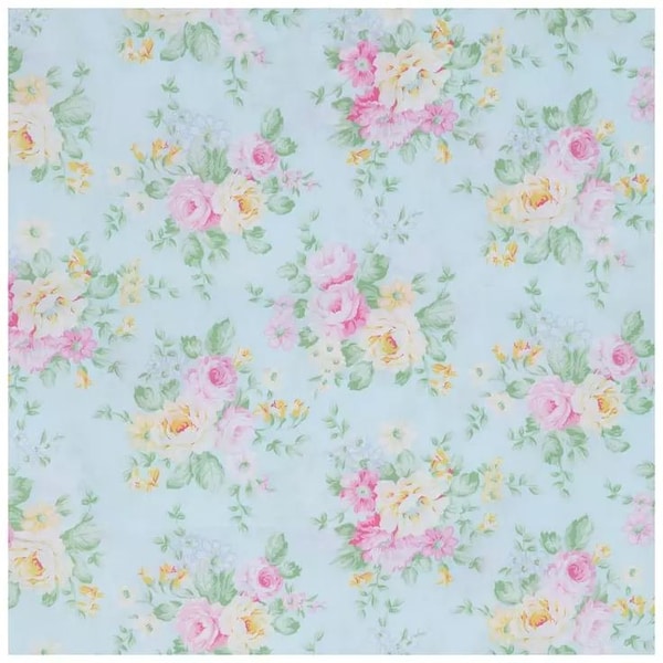 Pastel Floral Shabby Chic Floral New Cotton Window Curtain Valance 43W x 15L (If your window is wider than 30", you would need 2)
