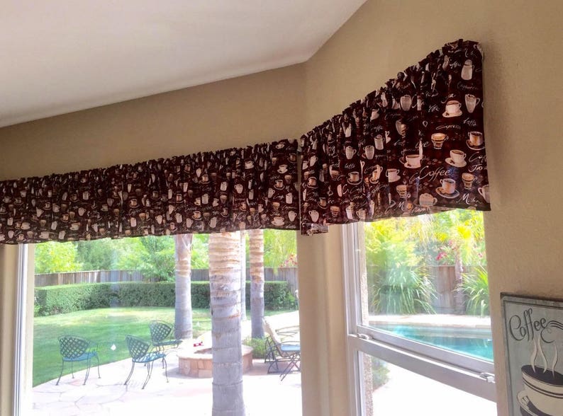 Coffee Lover Valance, Chocolate Brown, Java Cappuccino Mocha Espresso, Coffee Cup 43W x 14L Window Curtain Valance, Gift idea, free ship image 7