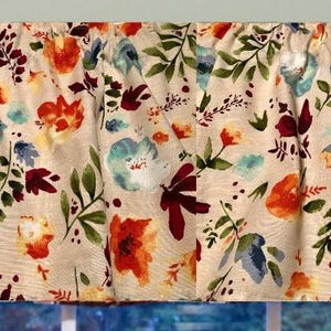 Autumn Floral Curtain Valance: Rustic Fall Decor (40&quot;W x 14&quot;L)