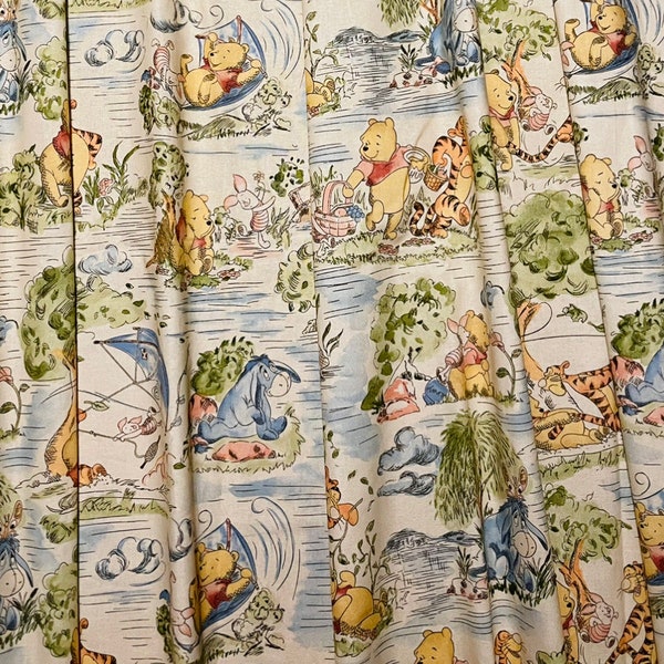 Valance for Baby Nursery Valance Toddler Window Curtain From Cream Classic Winnie the Pooh Tigger Eeyore  Cotton Fabric  42"W x 14"L