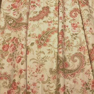 Pink & Sage Paisley Kitchen Valance: Farmhouse Window Curtain (42" W x 14" L)