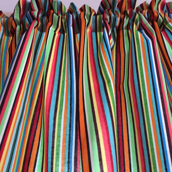 Colorful Striped Window Valance: Fiesta Curtain Topper (43"W x 14"L)