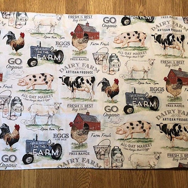 Cow Lover Table Runner Farmhouse Dresser Scarf Country Style Party Shower Decor Unlined Hemmed Edges 13"W x40"L, Gift Idea Free Shipping