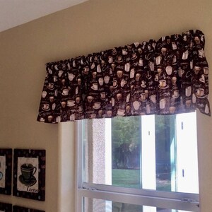 Coffee Lover Valance, Chocolate Brown, Java Cappuccino Mocha Espresso, Coffee Cup 43W x 14L Window Curtain Valance, Gift idea, free ship image 6