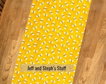 Yellow Bees Table Runner, Party Shower Decor (12"W x42"L)