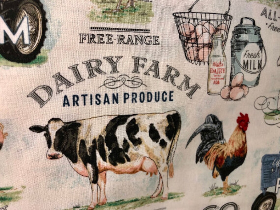 Country Farmhouse Dairy Farm Cow Cotton Fabric 1/3 yard Etsy