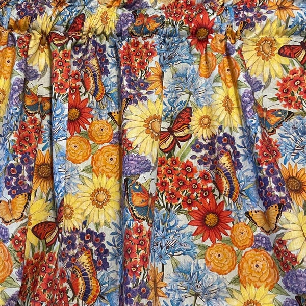 Farmhouse Kitchen Window Botanical Valance: Butterfly Lovers, Spring or Summer Decorating