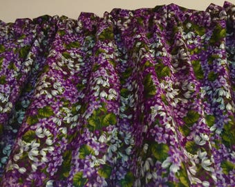 Elegant Purple Flowers, Lilac, Garden Floral Valance, Curtain Treatment, 43Wx14L,Gift Idea, FREE SHIPPING, Window over 29"needs 2 valances