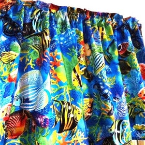 Tropical Fish Curtains: Ocean Theme, Set of 2 Panels with Tiebacks