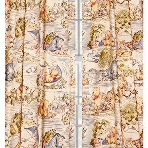Winnie Pooh Curtains: Set of 2 Nursery Decor Panels with Tiebacks