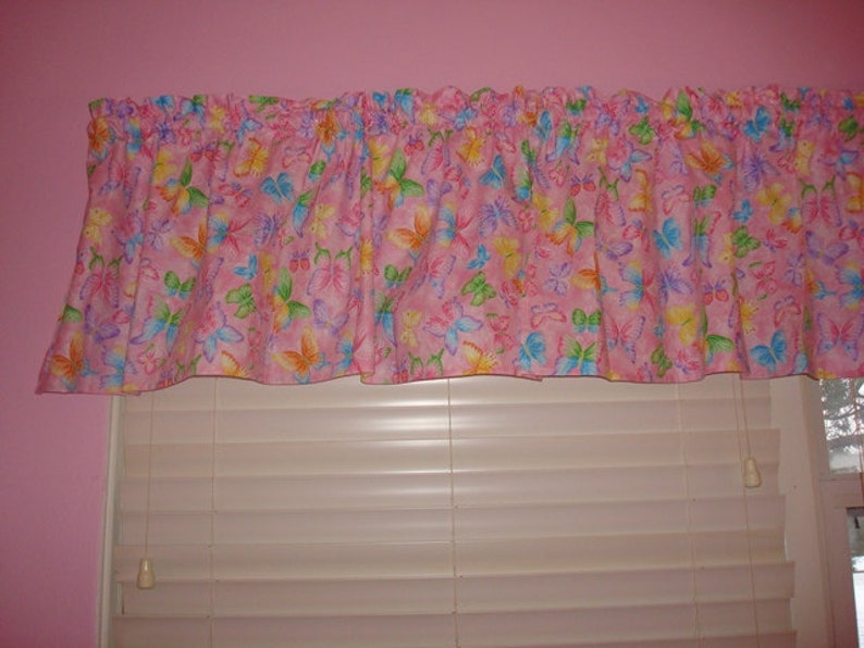 Summer Blue Valance Curtain Shabby Chic Rose 42 W 15 L Custom Window Treatment Garden Curtains Home Garden