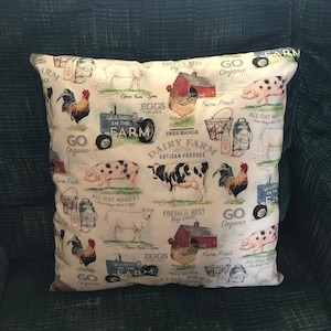 Farmhouse Animal Print Throw Pillow Cover (16&quot; x 16&quot;)