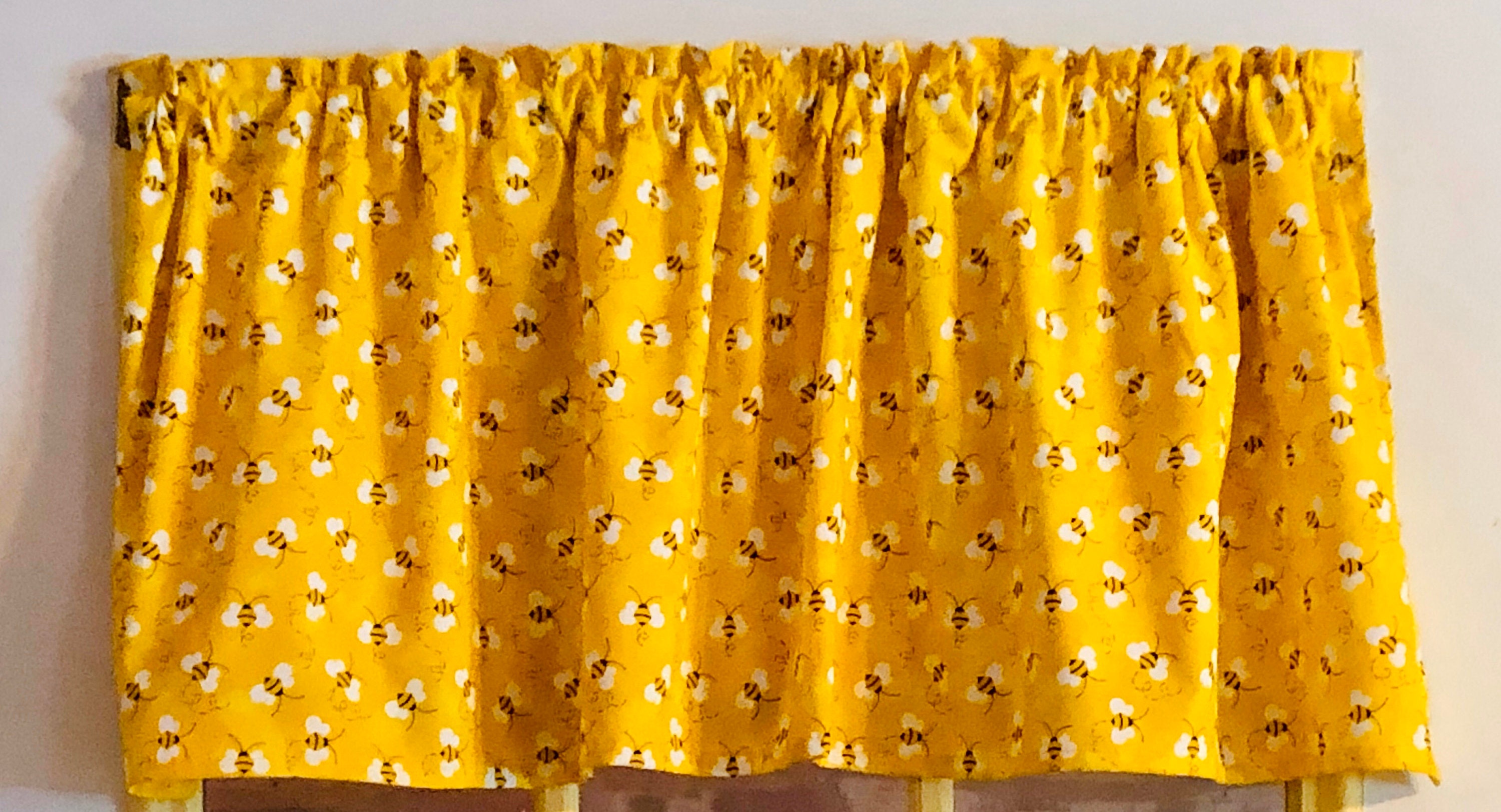 Yellow Bees Window Curtain Valance Home Decor Cotton | Etsy