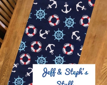 Nautical, Beach House, Table Runner Decoration Birthday Party, Baby Shower, Wedding, 12"W x42"L