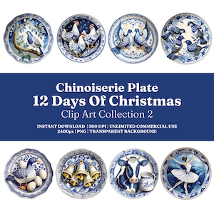 Chinoiserie Teller 12 Days Of Christmas Clip Art Collection 2