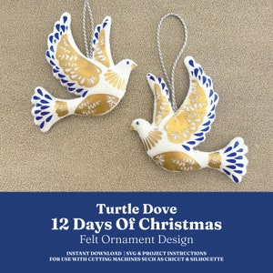 12 Days of Christmas Felt Ornament Designs: Turtle Dove