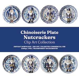Coleção de clipart de quebra-nozes de prato chinoiserie 1